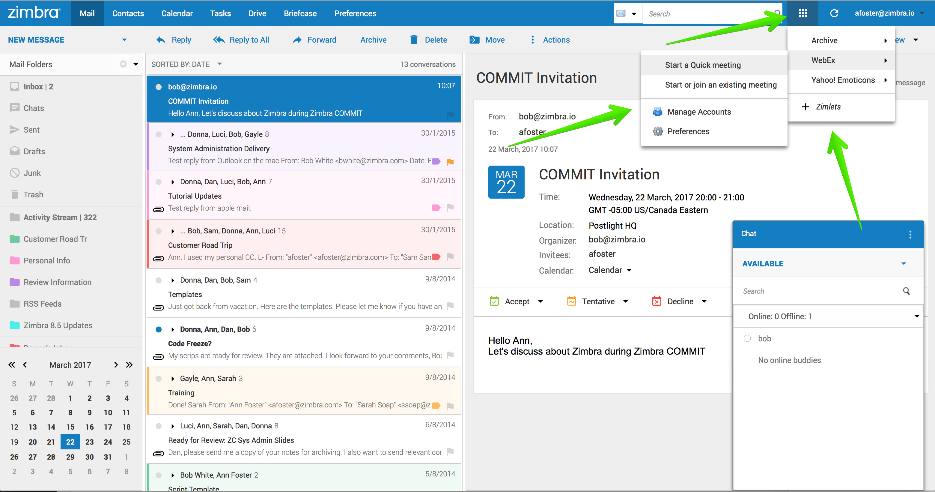 Evolutel zimbra pantalla muestra 4